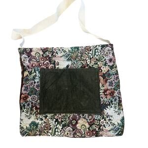 Handmade Floral Tapestry Shoulder Bag Corduroy Pocket Chenille Boho Cottagecore